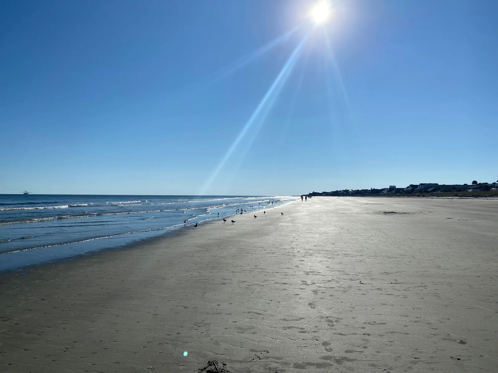 Wide sandy beach and ocean at Fripp Island, South Carolina